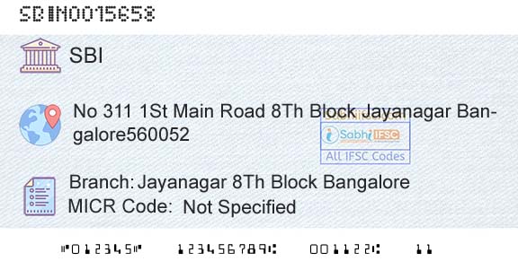 State Bank Of India Jayanagar 8th Block BangaloreBranch 