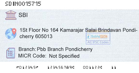 State Bank Of India Pbb Branch PondicherryBranch 