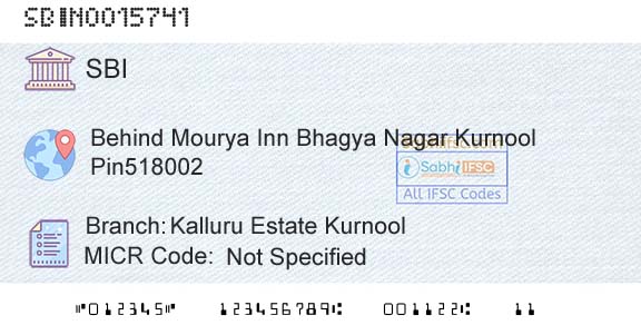 State Bank Of India Kalluru Estate KurnoolBranch 
