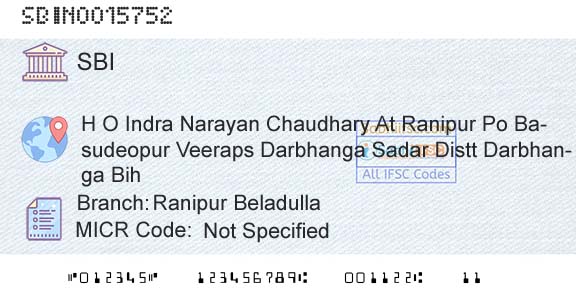 State Bank Of India Ranipur BeladullaBranch 