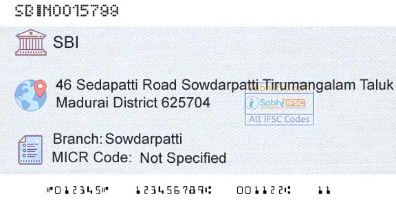 State Bank Of India SowdarpattiBranch 