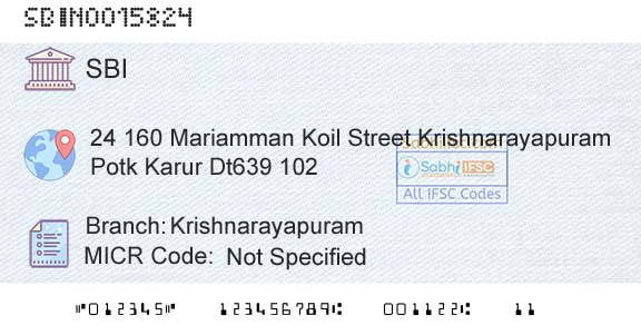 State Bank Of India KrishnarayapuramBranch 