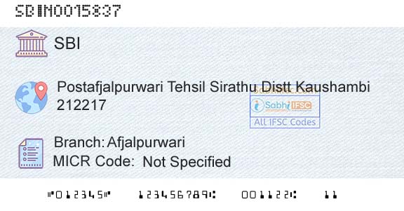State Bank Of India AfjalpurwariBranch 