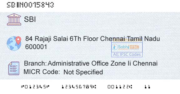 State Bank Of India Administrative Office Zone Ii ChennaiBranch 