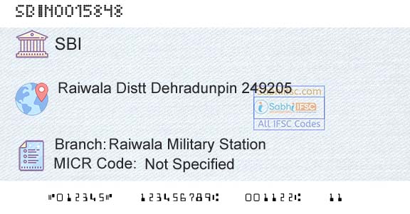 State Bank Of India Raiwala Military StationBranch 