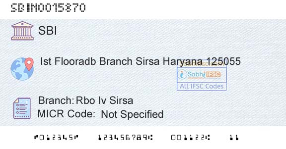 State Bank Of India Rbo Iv SirsaBranch 