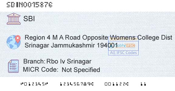 State Bank Of India Rbo Iv SrinagarBranch 