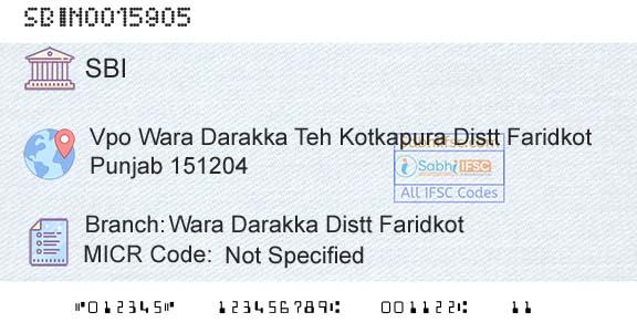 State Bank Of India Wara Darakka Distt FaridkotBranch 