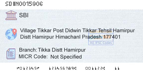 State Bank Of India Tikka Distt HamirpurBranch 