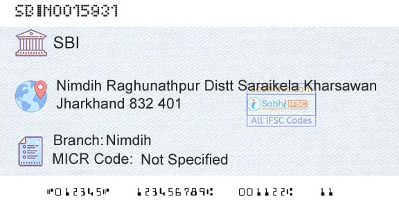 State Bank Of India NimdihBranch 