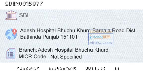 State Bank Of India Adesh Hospital Bhuchu KhurdBranch 