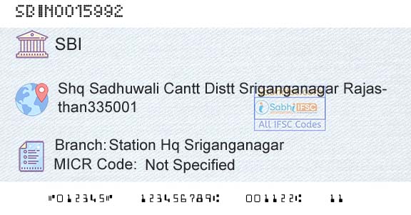 State Bank Of India Station Hq SriganganagarBranch 