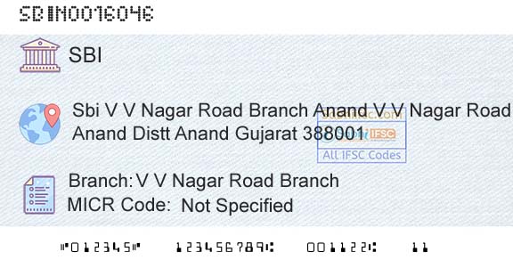 State Bank Of India V V Nagar Road BranchBranch 