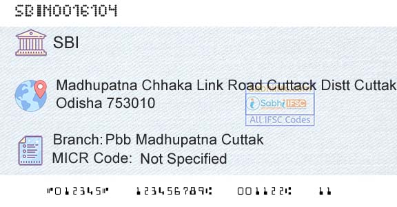 State Bank Of India Pbb Madhupatna CuttakBranch 
