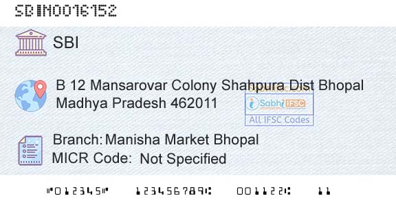 State Bank Of India Manisha Market BhopalBranch 