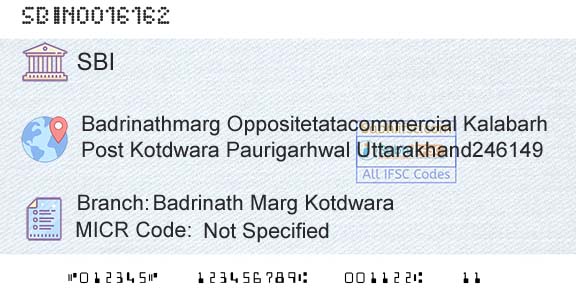 State Bank Of India Badrinath Marg KotdwaraBranch 
