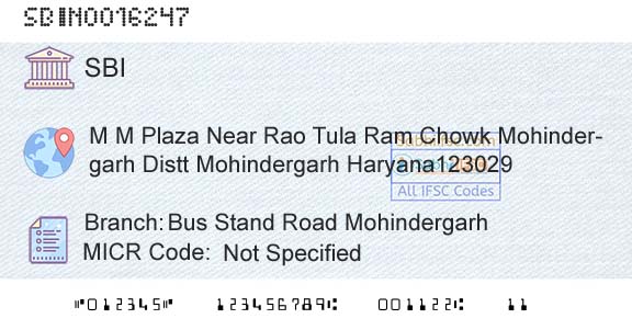 State Bank Of India Bus Stand Road MohindergarhBranch 
