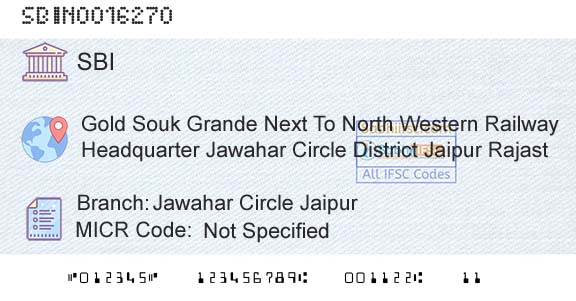 State Bank Of India Jawahar Circle JaipurBranch 