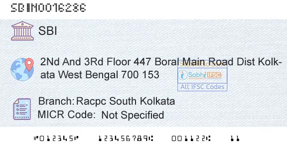 State Bank Of India Racpc South KolkataBranch 