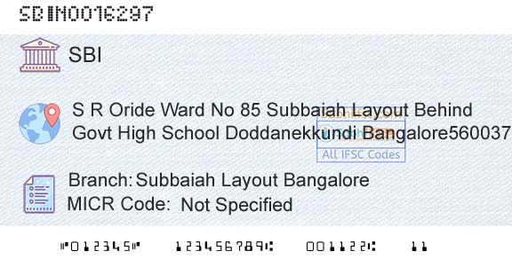 State Bank Of India Subbaiah Layout BangaloreBranch 