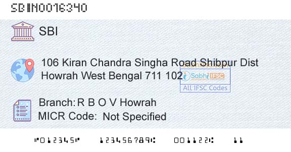 State Bank Of India R B O V HowrahBranch 