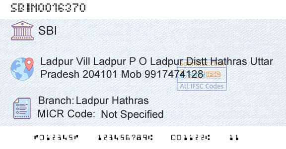State Bank Of India Ladpur HathrasBranch 