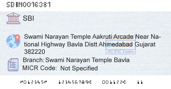 State Bank Of India Swami Narayan Temple BavlaBranch 
