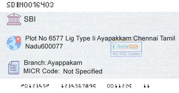 State Bank Of India AyappakamBranch 