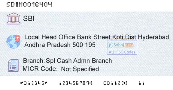 State Bank Of India Spl Cash Admn BranchBranch 