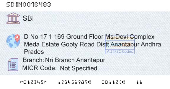 State Bank Of India Nri Branch AnantapurBranch 