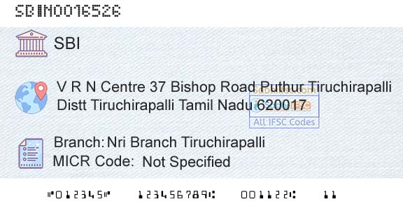 State Bank Of India Nri Branch TiruchirapalliBranch 