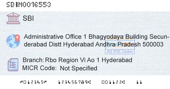 State Bank Of India Rbo Region Vi Ao 1 HyderabadBranch 