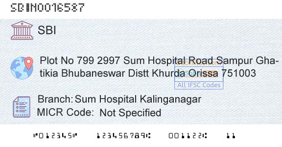 State Bank Of India Sum Hospital KalinganagarBranch 