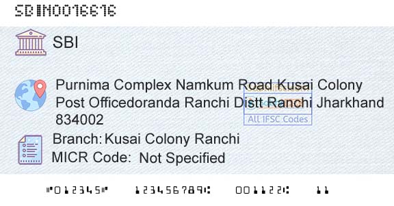 State Bank Of India Kusai Colony RanchiBranch 