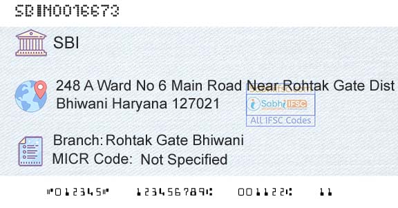 State Bank Of India Rohtak Gate BhiwaniBranch 