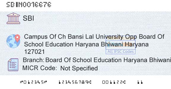 State Bank Of India Board Of School Education Haryana BhiwaniBranch 