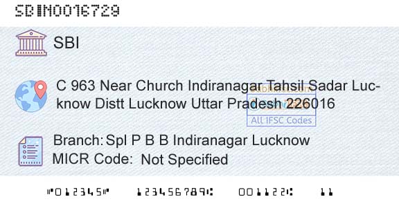 State Bank Of India Spl P B B Indiranagar LucknowBranch 