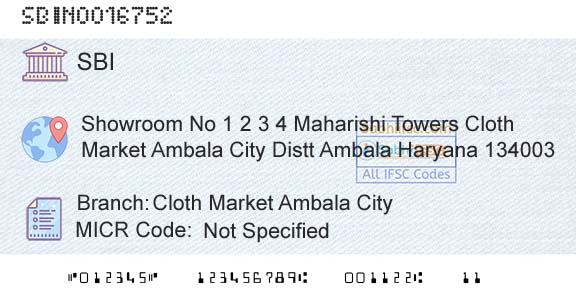 State Bank Of India Cloth Market Ambala CityBranch 