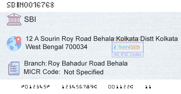 State Bank Of India Roy Bahadur Road BehalaBranch 