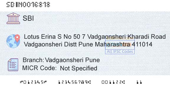 State Bank Of India Vadgaonsheri PuneBranch 