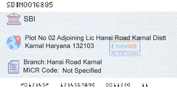 State Bank Of India Hansi Road KarnalBranch 