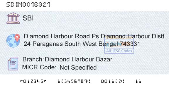 State Bank Of India Diamond Harbour BazarBranch 