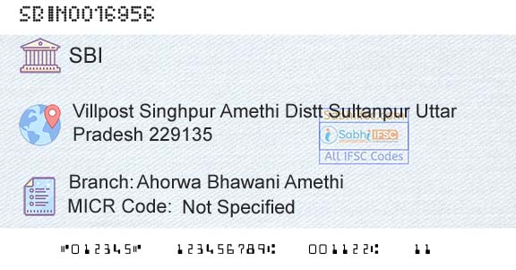 State Bank Of India Ahorwa Bhawani AmethiBranch 