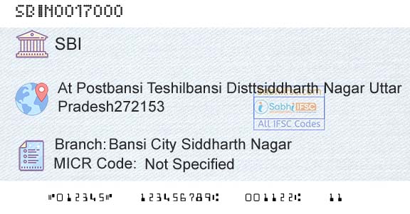 State Bank Of India Bansi City Siddharth NagarBranch 