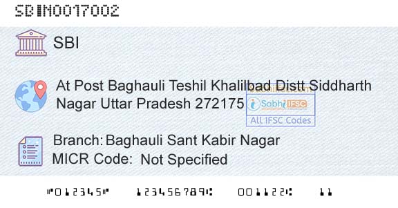State Bank Of India Baghauli Sant Kabir NagarBranch 