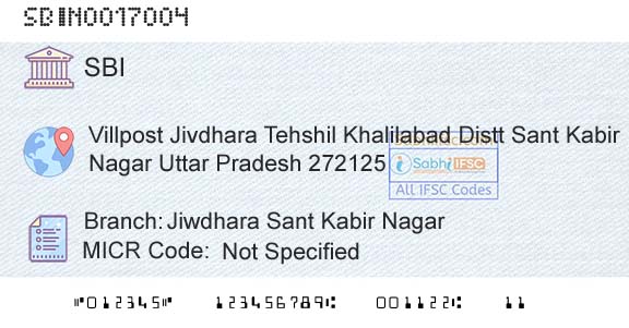 State Bank Of India Jiwdhara Sant Kabir NagarBranch 