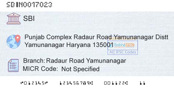 State Bank Of India Radaur Road YamunanagarBranch 