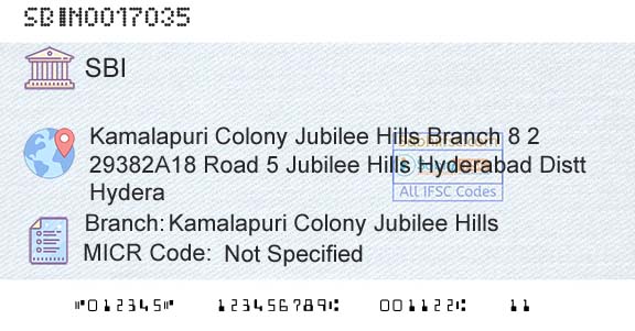 State Bank Of India Kamalapuri Colony Jubilee HillsBranch 
