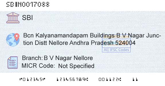 State Bank Of India B V Nagar NelloreBranch 