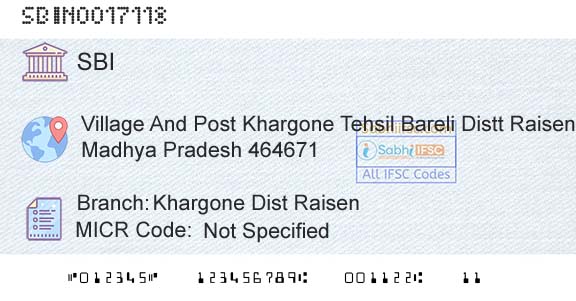 State Bank Of India Khargone Dist RaisenBranch 